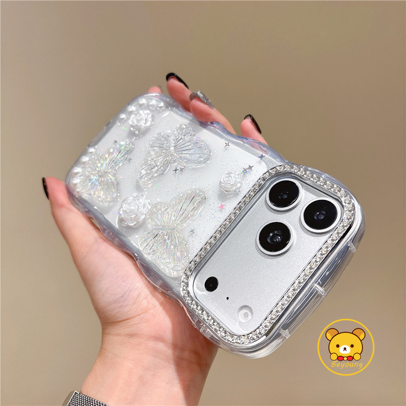 Vỏ Bướm Lấp Lánh Cho Vivo V70 ELite V60 V60E V50 V50E V40 V29 V29E S50 S30 Pro Mini X200 FE T4 Lite Pro T4X T4R T3 Ultra Cover Vỏ Điện Thoại Sóng Khung Kim Cương Sáng Dễ Thương