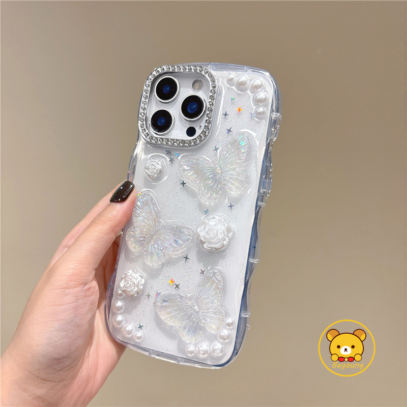 Vỏ Bướm Lấp Lánh Cho Vivo V70 ELite V60 V60E V50 V50E V40 V29 V29E S50 S30 Pro Mini X200 FE T4 Lite Pro T4X T4R T3 Ultra Cover Vỏ Điện Thoại Sóng Khung Kim Cương Sáng Dễ Thương