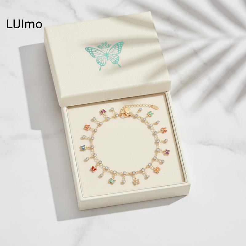 LUImo Thời Trang Màu Bướm Treo Kim Cương Mắt Cá Chân Dây Xích Dành Cho Nữ Bé Gái Lấp Lánh Kim Cương Giả Vòng Chân Hoàn Hảo Cho Mùa Hè Đi Biển Quà Tặng SBS