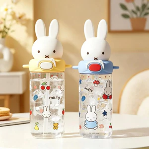 Hầu hết lời khen ngợi RIOI RIOI Miffy Rabbit Cốc nước có giá trị cao Ống hút tritan Phim hoạt hình dung tích lớn Cốc nước mùa hè di động chịu nhiệt * & * *