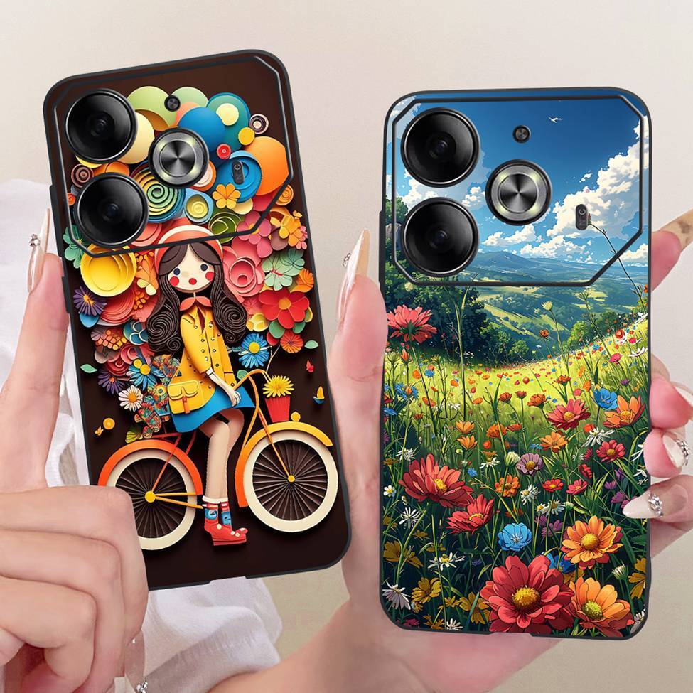 Dành Cho Tecno Pova 6 Ốp Lưng Mèo Dễ Thương Thời Trang Bướm Sơn Sang Trọng Vỏ Điện Thoại Cho Techno Pova 6 Funda