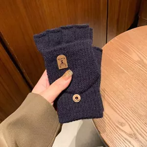 ECK Dệt Kim Ngón Găng Tay Mùa Đông Thiên Ấm Áp Màn Hình Cảm Ứng Găng Tay Dành Cho Nam Nữ Găng Tay Ấm Nửa Ngón Tay Học Sinh Găng Tay HOT