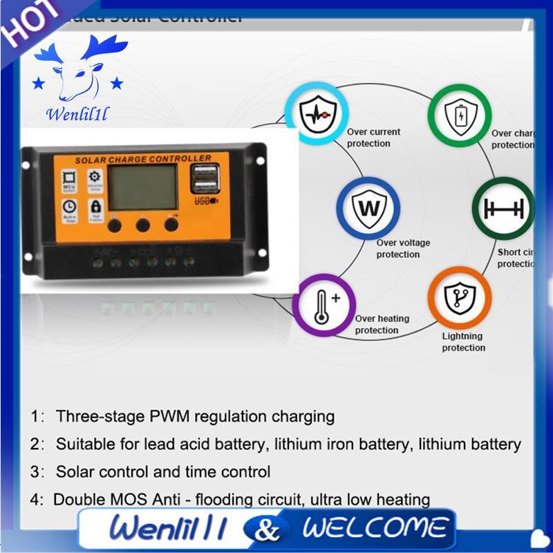 Bộ điều khiển sạc năng lượng mặt trời 100A với cổng LCD & USB có thể điều chỉnh cho hệ thống 12V / 24V