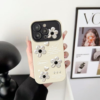 Hoa Nhỏ Màu Trắng Phong Cách Hàn Quốc Thích Hợp Cho iPhone 17 Pro Ốp Lưng Chống Sốc XS Max 15 Pro Max 17 Pro 11 Pro XR 12 14 16 ProMax 7 Plus 13 Ốp Điện Thoại Silicon Mềm Mờ