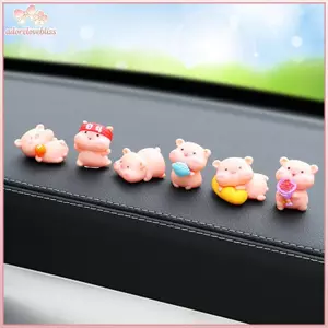 THÊM 6 Cái / bộ Chú Heo Dễ Thương Trang Trí Nội Thất Ô Tô Ngộ nghĩnh Tự Động Điều Khiển Trung Tâm Gương Chiếu Hậu Đồ Trang Trí Cho Phụ Kiện Ô Tô BSS