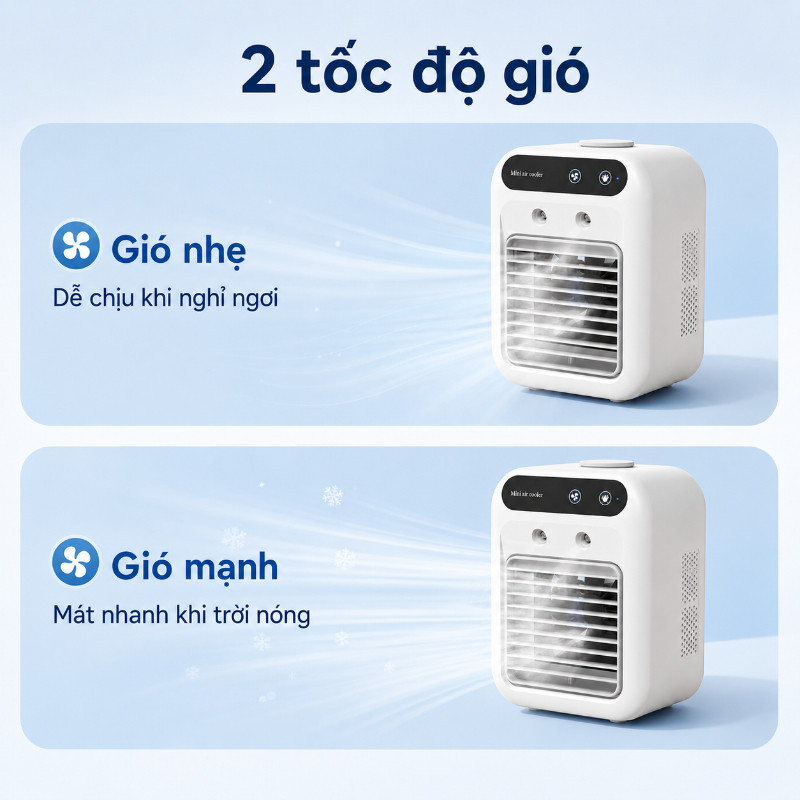 Quạt phun sương tích điện mini,2 tốc độ gió, 2 chế độ phun sương làm mát,500ml,Quạt điều hòa tích điện