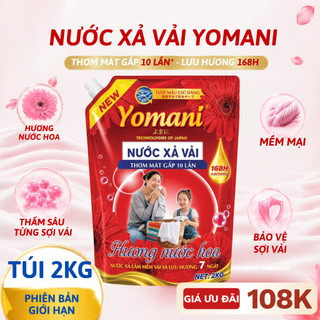 [DEAL MỞ BÁN] Nước Xả Vải Hương Nước Hoa YOMANI Túi 2KG - Làm Mềm Vải, Lưu Hương Dài Lâu, Giảm Nhăn, Giữ Màu Quần Áo