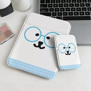 Gương gấp mini nền trắng họa tiết mắt kính chó đơn giản phong cách tối giản