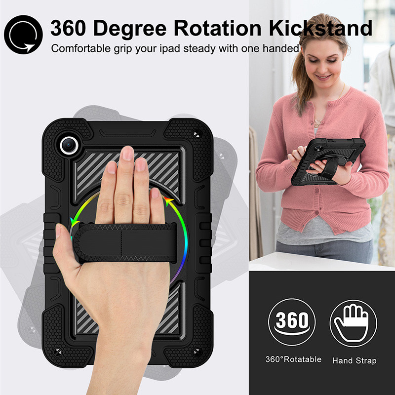 Ốp Chống Sốc Hạng Nặng Cho Redmi Pad 2 9.7 4G 2026 Pad 2 SE 9.7 Xiaomi Poco Pad M1 9.7inch 360° Vỏ máy tính bảng có dây đeo tay xoay