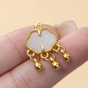 Sườn Xám Tấm Khóa Quốc Gia Hợp Thời Trang Giả Ngọc Mặt Dây Chuyền Tự Làm Phong Cách Quốc Gia Phụ Kiện Retro Kim Loại Trung Quốc Mặt Dây Chuyền 6.7