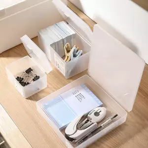 THÊM Hộp lưu trữ bằng nhựa trong suốt Photocards Thẻ nhỏ Stiers Hộp sắp xếp Bàn sắp xếp Giá đỡ phụ Văn phòng phẩm BSS