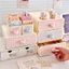 Hộp đựng đồ để bàn kiểu Hàn caro hồng xanh có ngăn kéo đựng mỹ phẩm bút sổ nhỏ decor bàn học phòng ngủ xinh đáng yêu