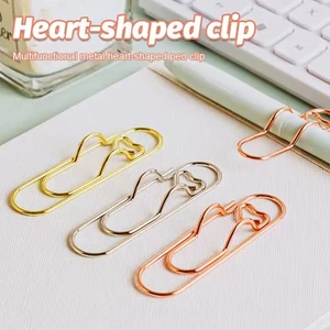 5 / 10 Chiếc Thời Trang Hình Trái Tim Kẹp Bút Đa Năng Kim Loại Kẹp Giấy Cho Notebook Planner Tổ Chức Tài Liệu Trường Văn Phòng Phẩm