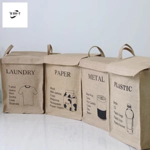 Giỏ đựng đồ đay tự nhiên - Hộp đựng đồ giặt bằng vải có khóa Velcro