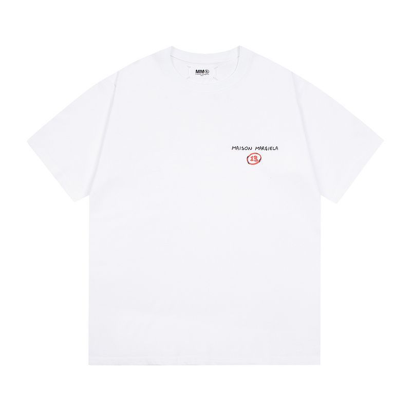 M MM6 Khớp Cổ Điển In Kỹ Thuật Số Mùa Hè Hợp Thời Trang Unisex Áo Thun Rời Tay Ngắn