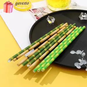 GAVESTO 25 Chiếc Ống Hút Tre Có Thể Tái Sử Dụng Cocktail Uống Cưới Ống Uống