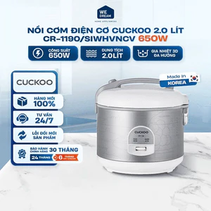 Nồi Cơm Điện Nắp Gài Cuckoo CR-1190/SIWHVNCV 2L Màu Trắng Bạc - Hàng Chính Hãng
