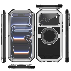 Ốp Giá Đỡ Từ Tính Cho iPhone 17 Pro Max Vỏ Kim Loại Nhôm Sang Trọng Hạng Nặng Kính Chống Sốc Bảo Vệ Màn Hình