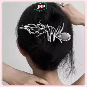 JRP Y2k Hình Học Nữ Vuốt Tóc Kẹp Kim Loại Lớn Cá Mập Kẹp Tóc Cá Tính Chống Trơn Trượt Bé Gái Lấy Kẹp Phụ Kiện Tóc JRP