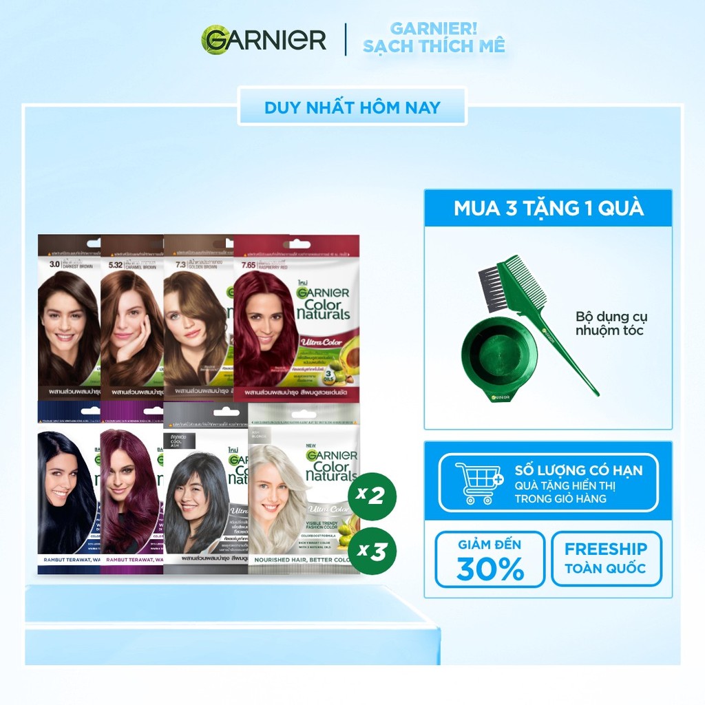 Kem Nhuộm Tóc Tại Nhà Màu Thời Trang - Garnier Color Naturals Ultra Colors - 8 Màu Nhuộm Thời Trang