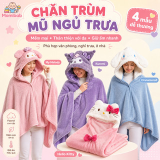 Chăn trùm đầu có mũ – Chất liệu mềm mịn, thân thiện da – Giữ ấm nhanh – Dùng văn phòng, nghỉ trưa – Dễ thương