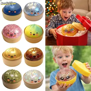 NORDICLLIFE Bánh bao Đồ chơi Squishy, Mềm mại có khả năng phục hồi chậm hấp Nhồi bông Squishy Pinch Le, Fidget Long lanh với Steamer Squishy Đồ chơi thư giãn