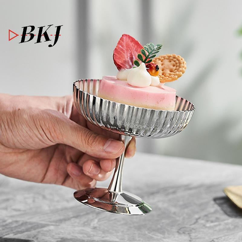 [KJ] Cốc kem bằng thép không gỉ Bát tráng miệng Salad trái cây đế cao Món ăn na [Mới]