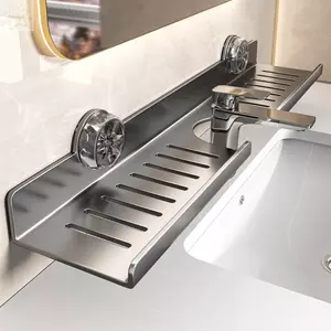 Dụng cụ sắp xếp vòi AWNGD, Kệ lưu trữ cốc hút treo tường không đục lỗ, Giá phòng tắm chống nước tiết kiệm không gian Mặt trước gương