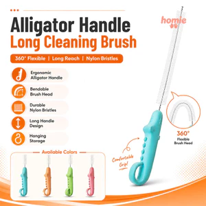 ✨Homie✨Long-handled straw brush Bàn chải vệ sinh cán cá sấu dài, lông nylon uốn cong 360°