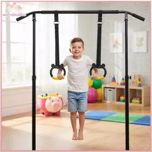 THÊM Thanh kéo lên cho trẻ em và Nhẫn tập thể dục với 2 dây treo có thể điều chỉnh Thiết bị tập thể thao trong nhà cho trẻ em BSS