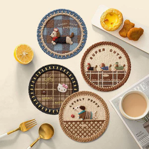 INS Phong Cách Dệt Tay Kết Cấu Hiệu Ứng Ba Chiều Dệt Kết Cấu Cách Nhiệt Coaster Placemat Nồi Thảm Bàn Thảm Chống bỏng