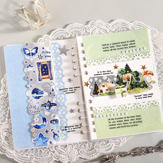 ENWEI 45mm * 2m 1 Cuộn [Dream Wander Series] Starry Sky Coffee Time Kitty Room Phong Cảnh Băng Cho Tạp Chí Thêu Sò Trang Trí