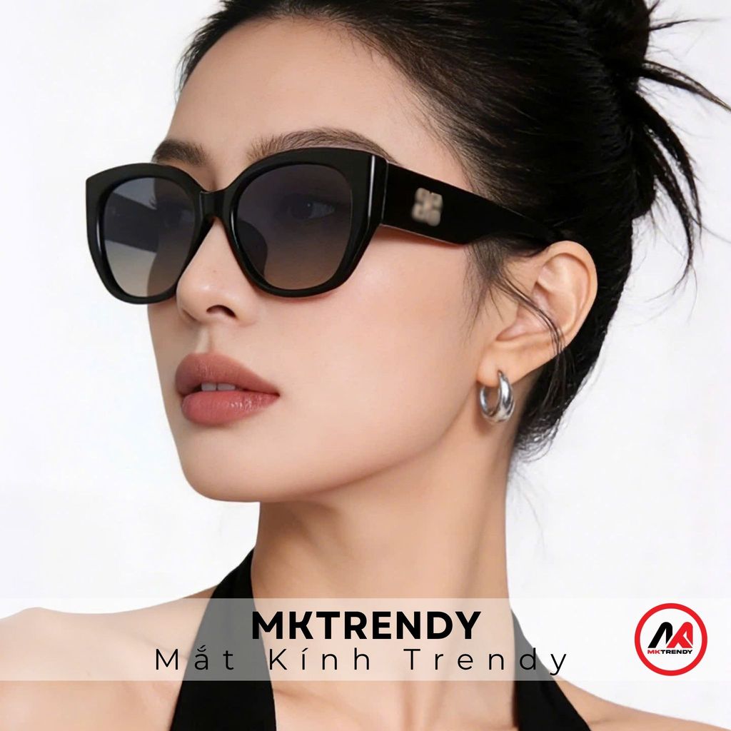 Kính râm chống tia UV MKTRENDY kính mắt mèo gọng vuông thời trang nam nữ phong cách sang trọng T39