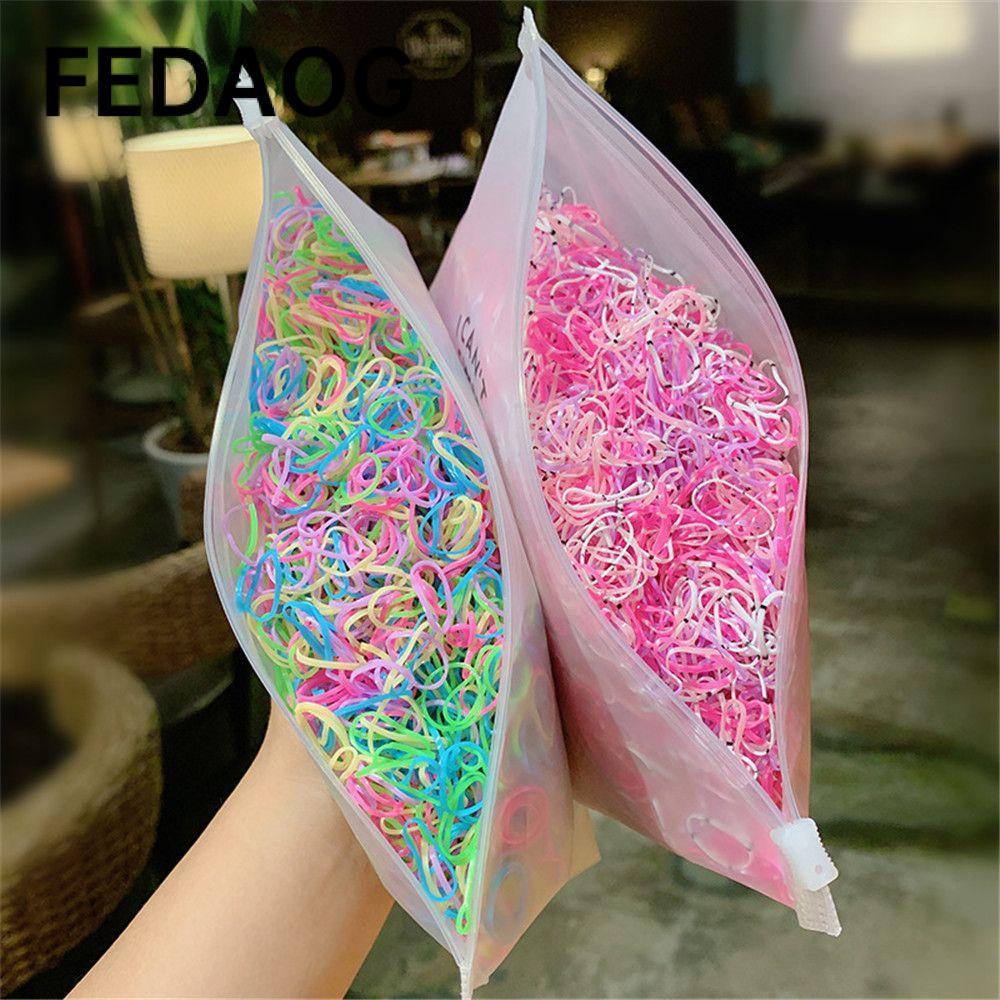 FEDAOG 1000 Chiếc Dùng Một Lần Thời Trang Đuôi Ngựa Giá Đỡ Trẻ Em Dây Buộc Tóc Co Giãn Dây Buộc Tóc