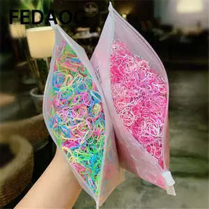 FEDAOG 1000 Chiếc Dùng Một Lần Thời Trang Đuôi Ngựa Giá Đỡ Trẻ Em Dây Buộc Tóc Co Giãn Dây Buộc Tóc