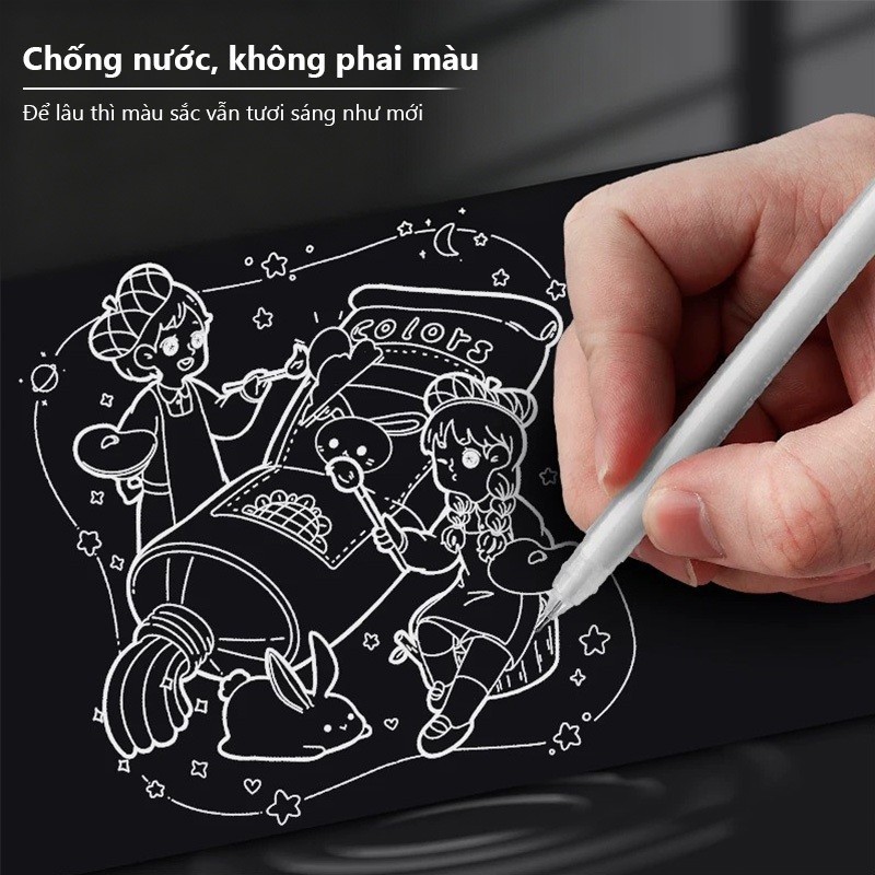 Bút Gel Trắng Và Bút Mực Trắng Cho Mỹ Thuật, Đánh Dấu Bảng Đen, Tranh Vẽ Phác Thảo