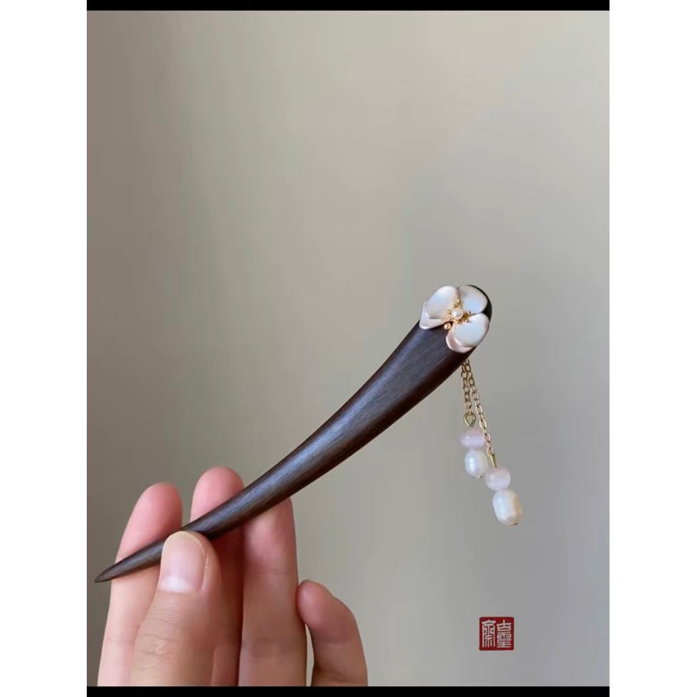 Kẹp Tóc WHX-13cm {Phalaenopsis} Kẹp Tóc Gỗ Mun Cổ Mới Kẹp Tóc Trung Quốc Tua Rua Kẹp Tóc