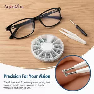 AqToCna 1 Bộ Dụng Cụ Tua Vít Sửa Chữa Kính 50 Vít Kim Loại Với 2 Cặp Miếng Lót Mũi Cho Khung Kính Mắt DIY Qui Thay Thế Du Lịch Sẵn Sàng AqToCna