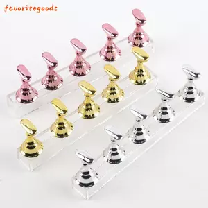 FAVORITEGOODS 5 Cái Chân đế thực hành đầu móng tay giả, Giá đỡ nghệ thuật móng tay từ tính nhiều màu DIY, Đế pha lê có thể tái sử dụng Dụng cụ làm móng tay