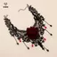 Vintage Hoa Charm Mặt Dây Chuyền Choker Nelace Cho Nữ Gothic Ren sel Xương Đòn Dây Chuyền Trang Sức [Mina]