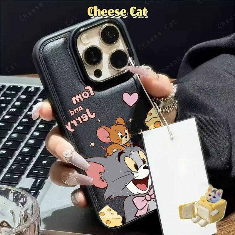 Phô Mai Mèo Chuột Ốp Lưng Điện Thoại iPhone 13 12 14 11 Pro 15 Plus 16 Pro Max Xs Max XR 7Plus 8Plus Hồng Da Điện Thoại