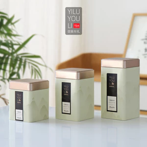 Hộp trà kim loại vuông Lon trà kín Lon thiếc Trà đen Hộp đóng gói trà xanh Hai hoặc hai bao bì trà Hàng có sẵn26052511