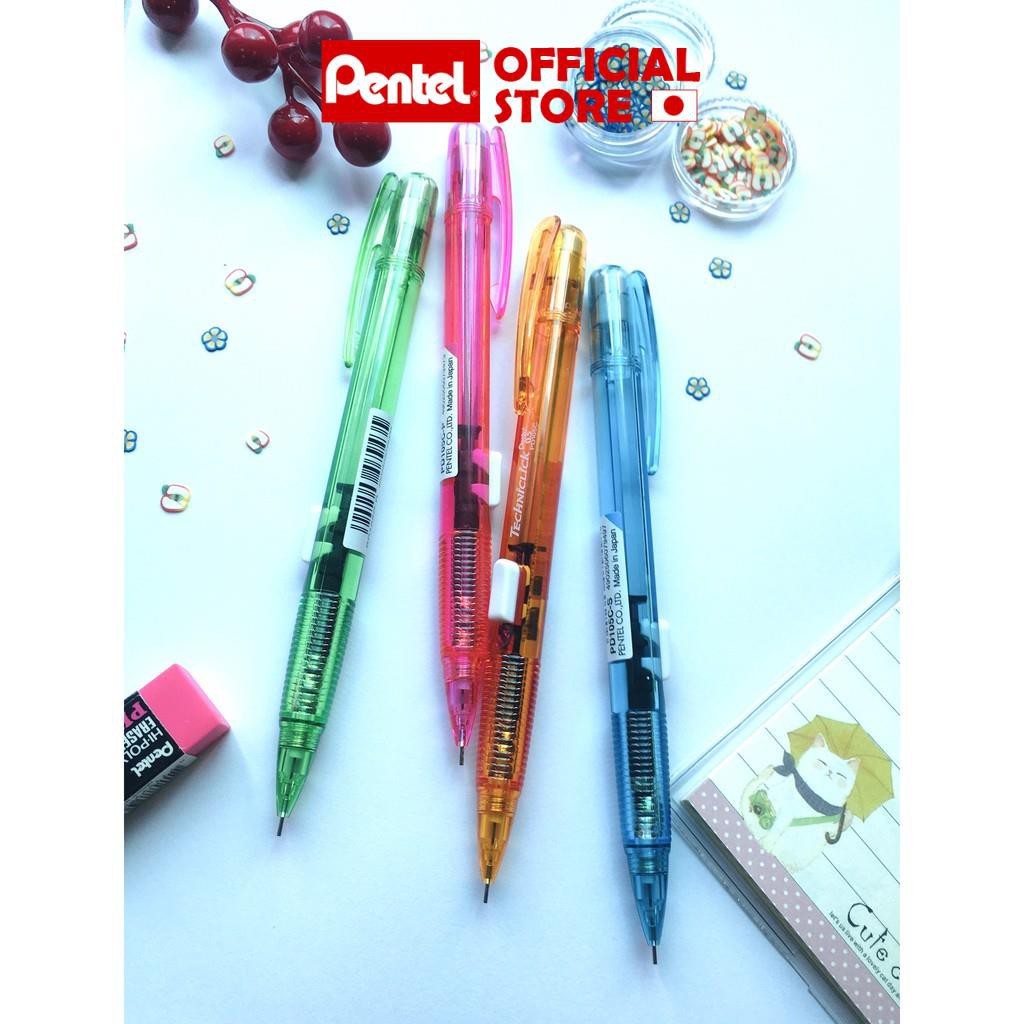 Bút chì bấm Pentel PD105C ngòi 0.5mm nút bấm thân giữa tiện lợi viết trơn nét mảnh