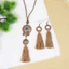 Bông tai Bohemian Vòng cổ bằng gỗ Phong cách dân tộc Trang sức tua dài