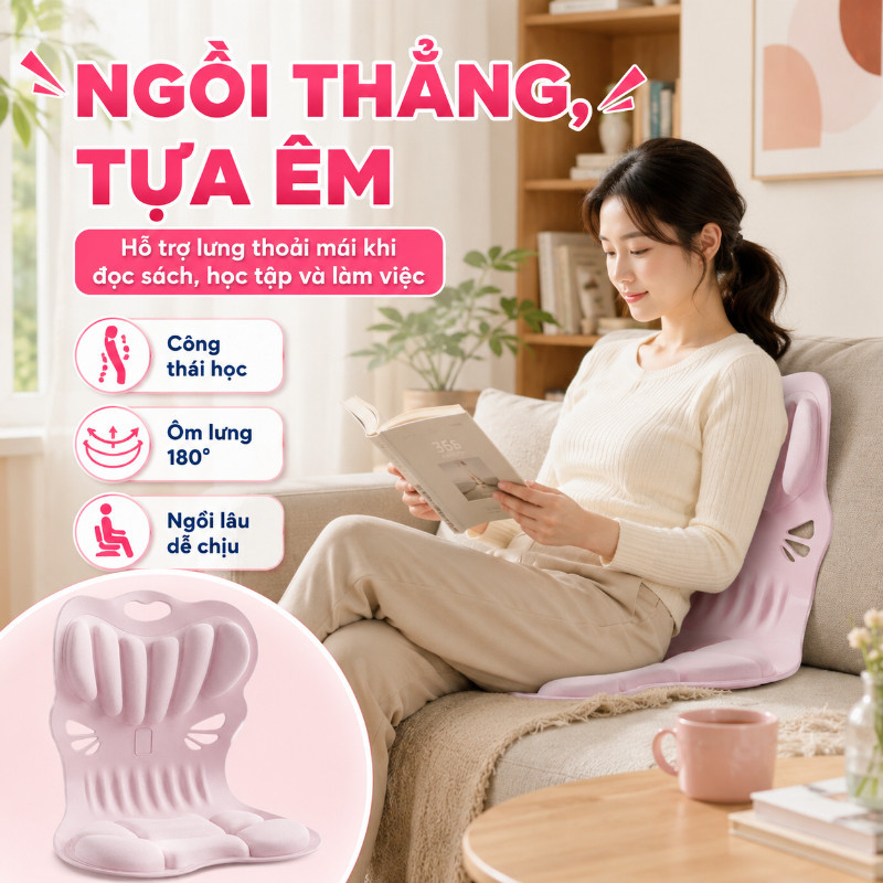 Ghế bệt tựa lưng – Chống gù, giảm đau lưng – Dùng văn phòng, học sinh, mẹ bầu – Ngồi lâu không mỏi, chỉnh tư thế