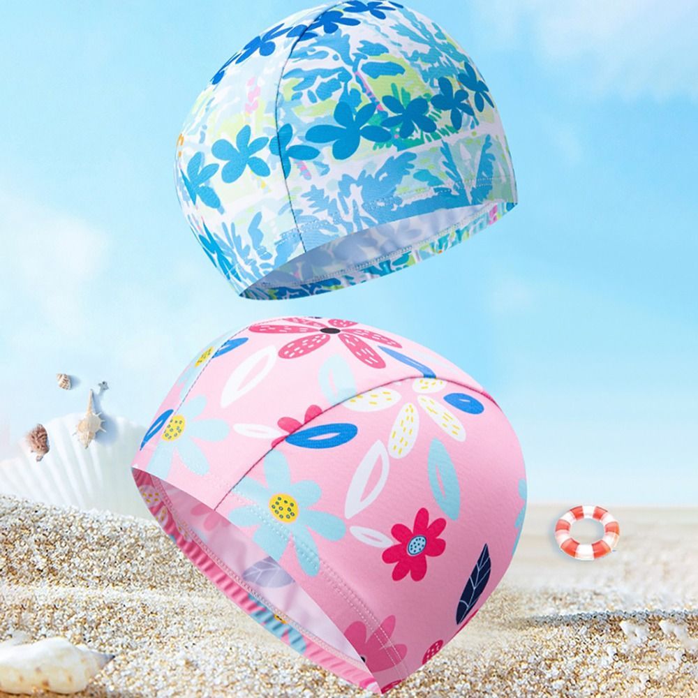 Mũ Bơi FEDAOG, Mũ Bơi In Hình Hoạt Hình Polyester, Thoải Mái Độ Đàn Hồi Cao Chống Thấm Nước Trẻ Em Mũ Bơi Bé Gái