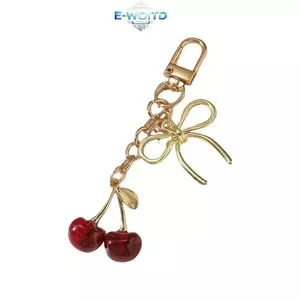 E-WOITD Thời Trang Ngon Màu Đỏ Anh Đào Móc Khóa Trái Cây Mùa Hè Anh Đào Mặt Dây Chuyền Móc Khóa Dành Cho Nữ Nam Trang Sức Túi Phụ Kiện Quà Tặng 2024 E-WOITD