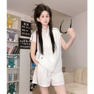 Bộ Đồ Thời Trang Thường Ngày Nữ Mùa Hè 2026 Phong Cách Mới Thường Ngày Rời Nhẹ Thoáng Khí Áo Sơ Mi Tay Ngắn Quần Rộng