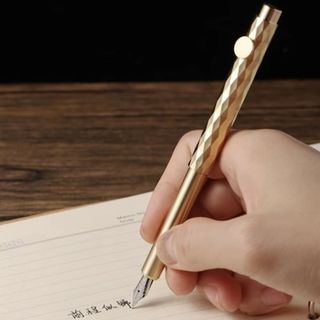 Bút máy kim loại SENRTY, Chữ viết tay có thể mở rộng Bút đồng thau cổ điển, Nghệ sĩ di động Viết ngắn Retro Mini Pocket Pen Văn phòng phẩm
