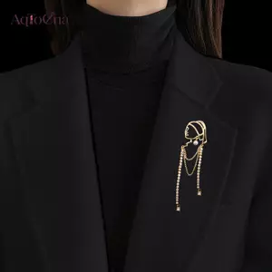 AqToCna Mặc Một Cô Gái Với Bông Tai Ngọc Trai sel Trâm Cài Cho Nữ Tiệc Cưới Trang Sức Quần Áo Áo Áo Cổ Áo Phụ Kiện AqToCna